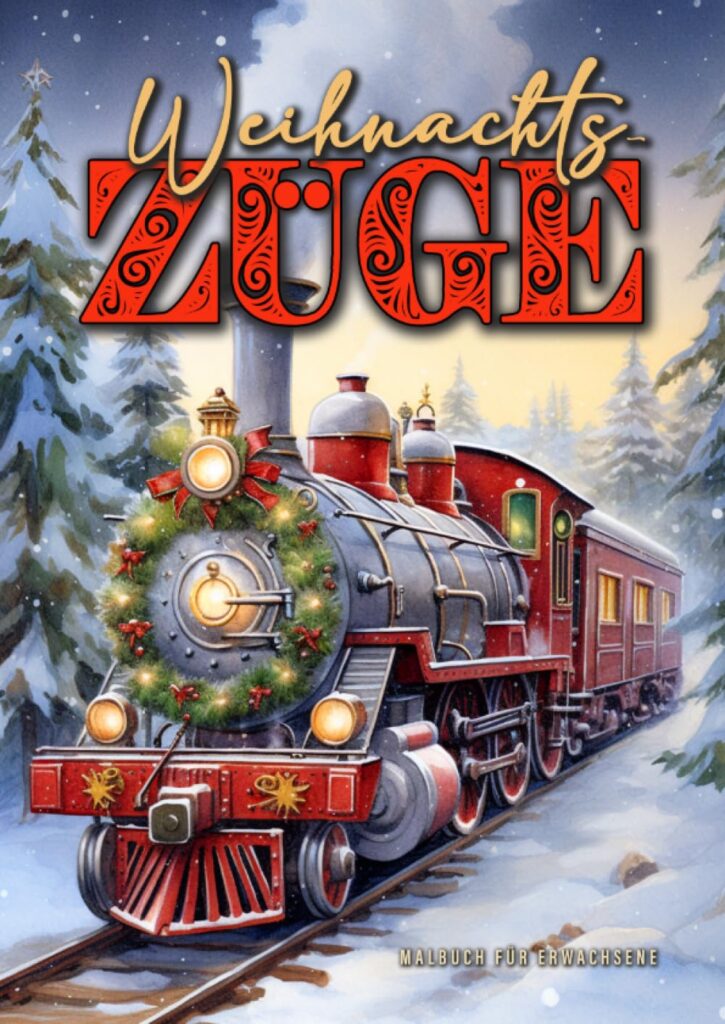 Cover image of Christmas Trains Coloring Book for Adults: Steam Trains Coloring Book for Adults Grayscale Victorian Christmas Trains Grayscale coloring bookA454P