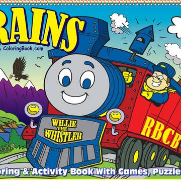 Trains LapTop Coloring Book 17"x11"