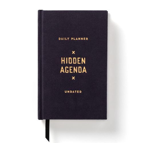 Brass Monkey Hidden Agenda Mini Undated Planner, 4.75” x 7.5” – Daily Planner with 366 Days (208 Pages) – Random Holidays and Fun Added In – Mini Planner with Bookmark Included