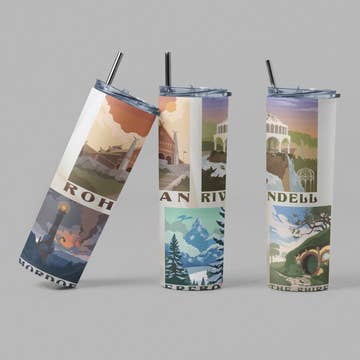 LOTR Travel Posters Book and Movie Inspired Tumbler