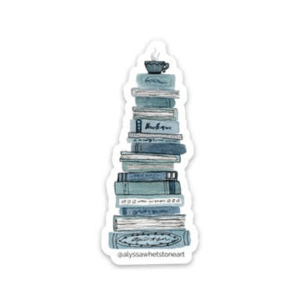 Stack of Books and a Cup of Tea - Vinyl Decal Sticker