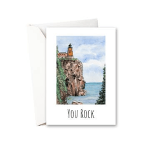 You Rock - Split Rock Lighthouse Watercolor Greeting Card