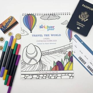 Cover image of Travel the World 12 Month Color By Day Coloring Book