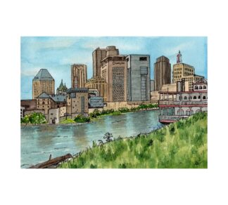 St. Paul Skyline in Pen and Watercolor - Archival Art Print