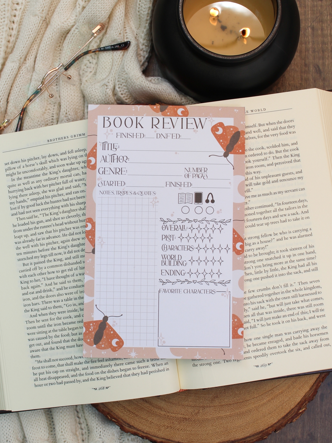 Book Review Notepad - Celestial Moths